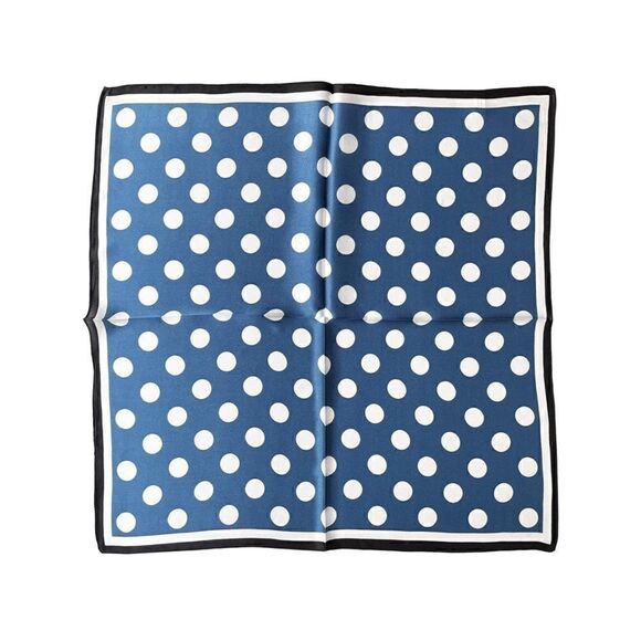 Blue Polka Dot Mulberry Silk Neck Scarf main image 5